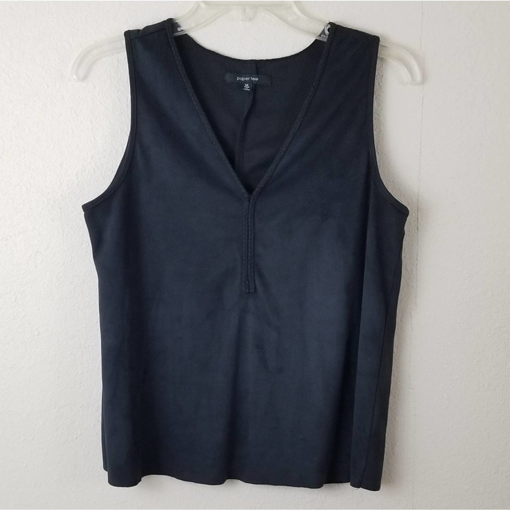 Paper Tee Top~Suede Look/Feel V-Neck Sleeveless~M - Picture 7 of 7